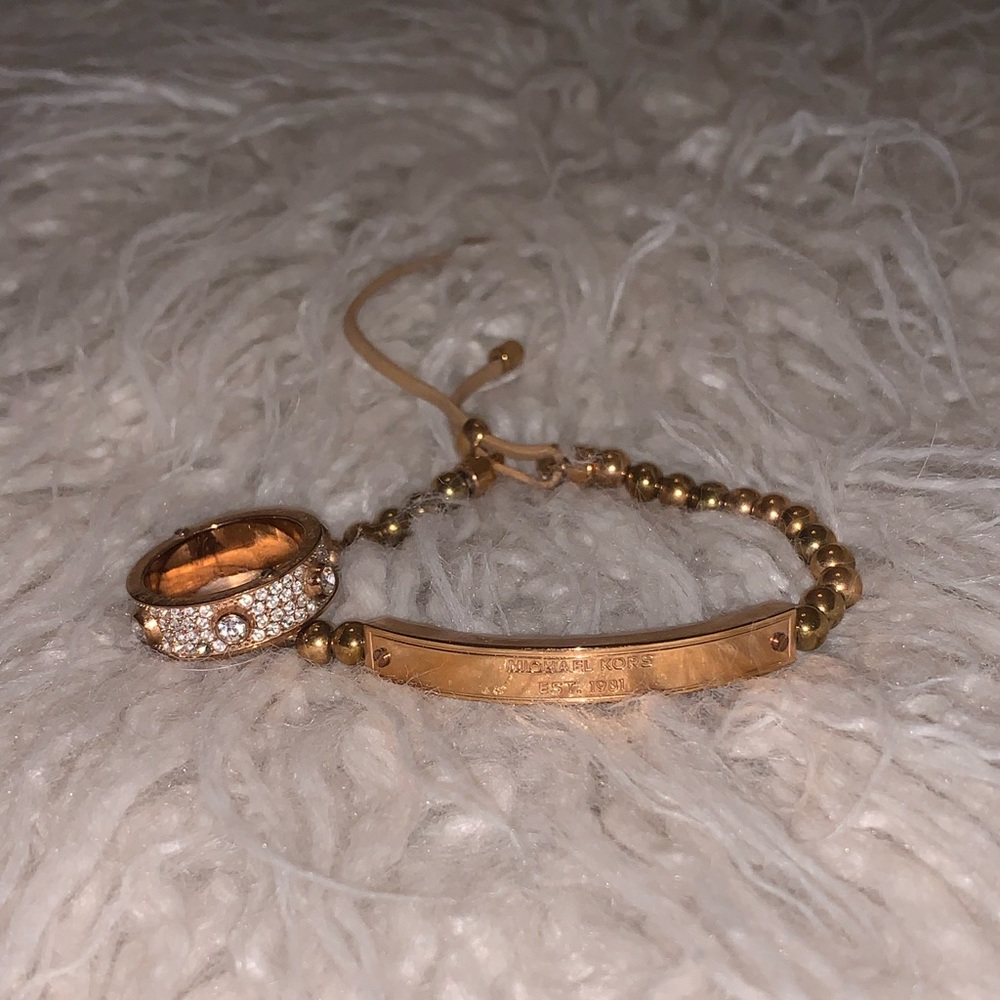 Michael Kors rose gold ring and bracelet set